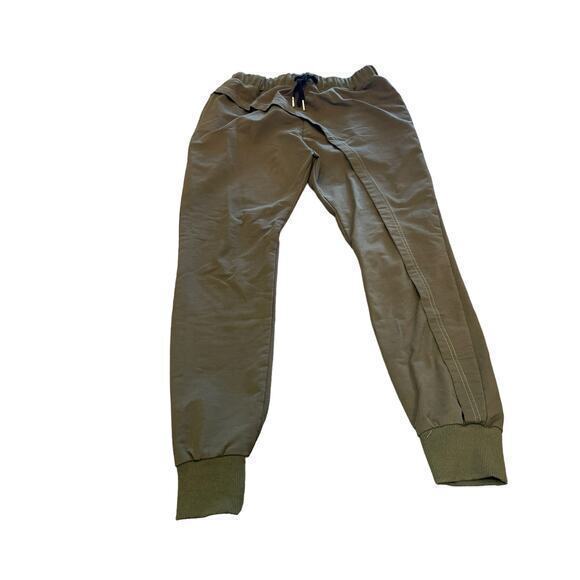 NWOT Army Green Loose Fit Asymmetrical‎ Elastic Drawstring Waist Joggers Small - Picture 2 of 5